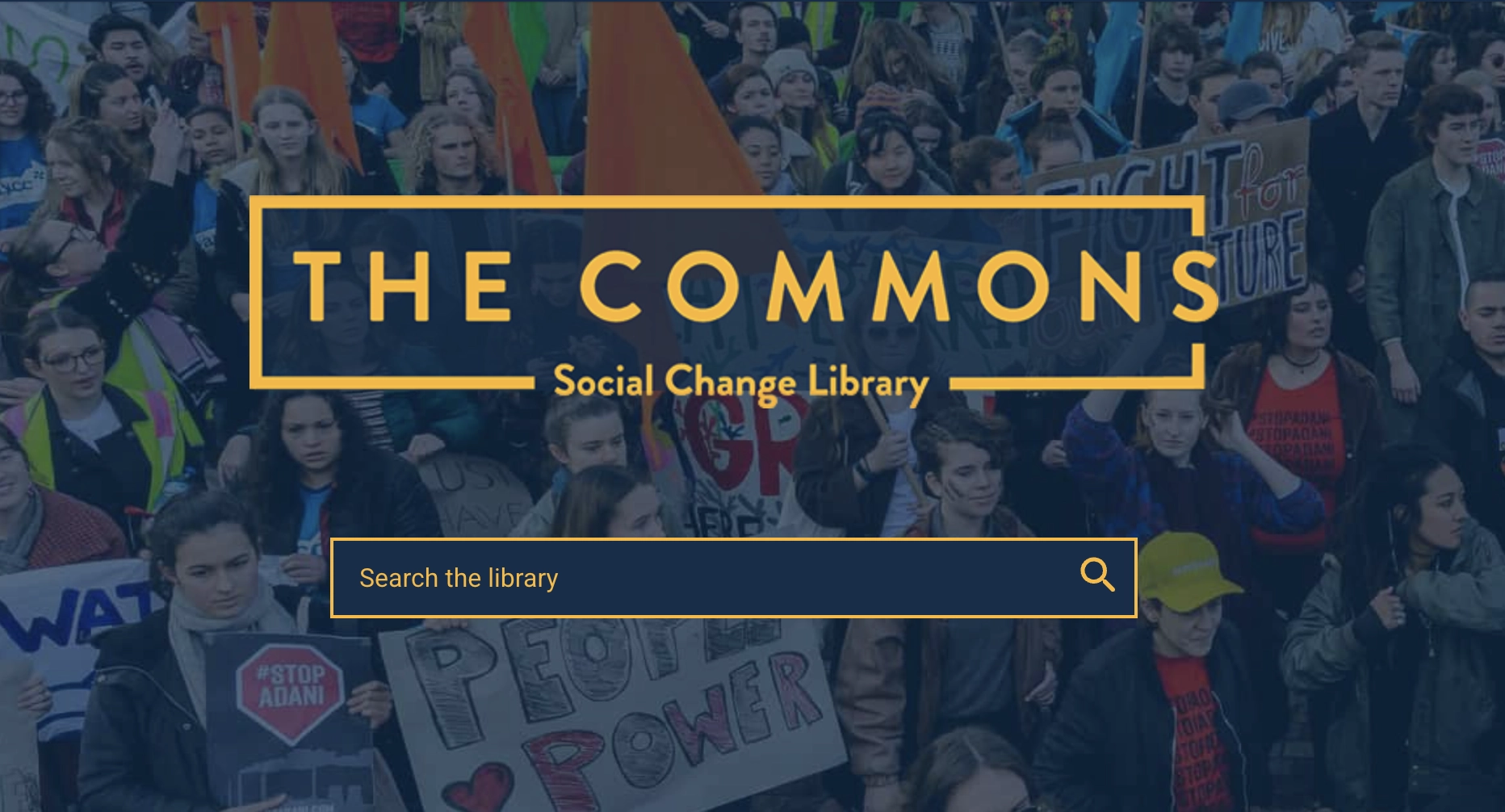 Screenshot from the Commons Social Change Library showing the search function